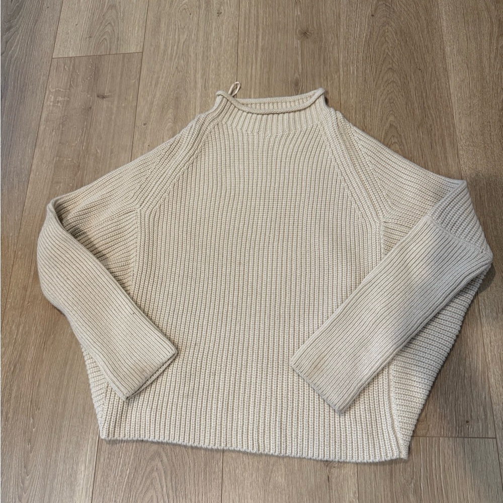 Cream Ribbed Women's Sweater